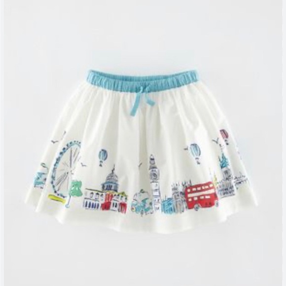 Mini Boden Girls 7-8Y London Themed A-Line Ruffled Mini Skirt w/Adjustable Waist - Picture 1 of 15